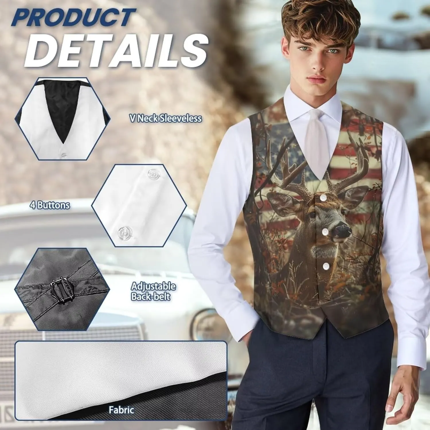 DISNIMO Men's Formal Suit Vest Slim Fit Casual Business Dress Waistcoat Vest Big and Tall