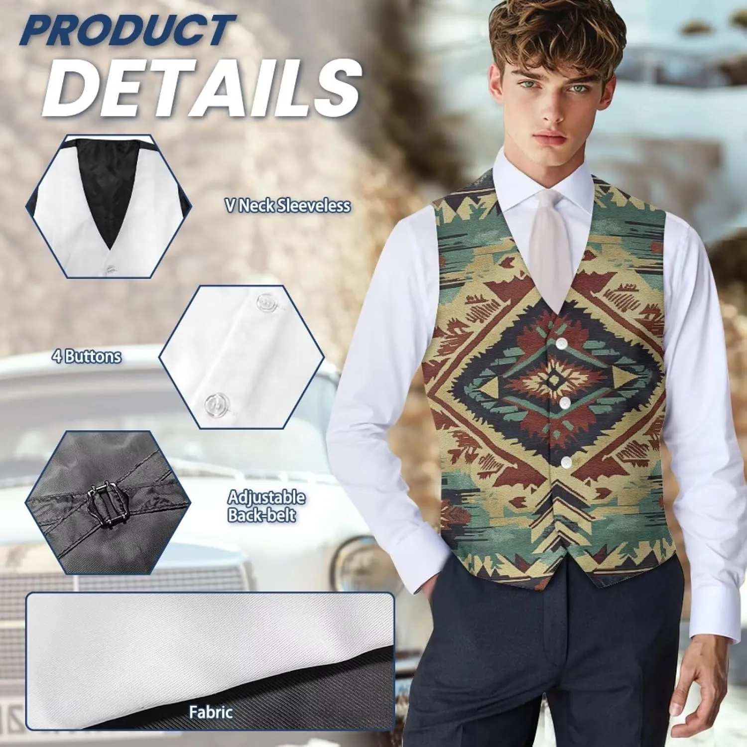 DISNIMO Men's Formal Suit Vest Slim Fit Casual Business Dress Waistcoat Vest Big and Tall