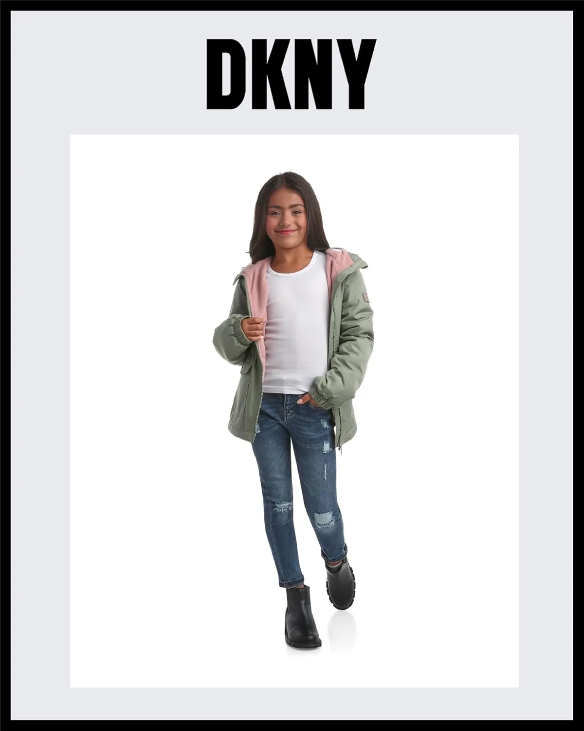 DKNY Girls' Jacket - Cozy Polar Fleece Lined Full Zip Up Jacket with Side Pockets - Athletic Jackets for Girls (7-16)