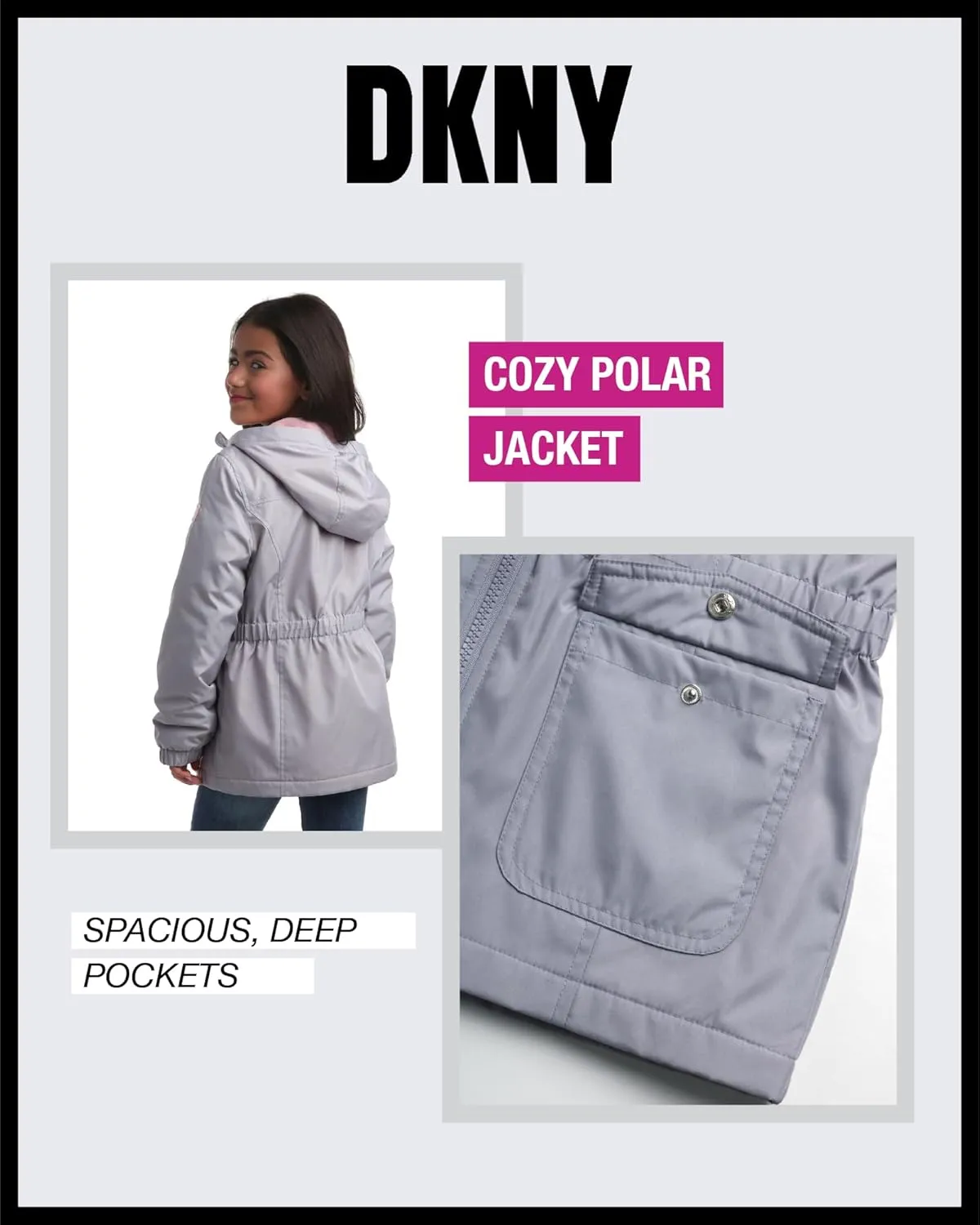DKNY Girls' Jacket - Cozy Polar Fleece Lined Full Zip Up Jacket with Side Pockets - Athletic Jackets for Girls (7-16)