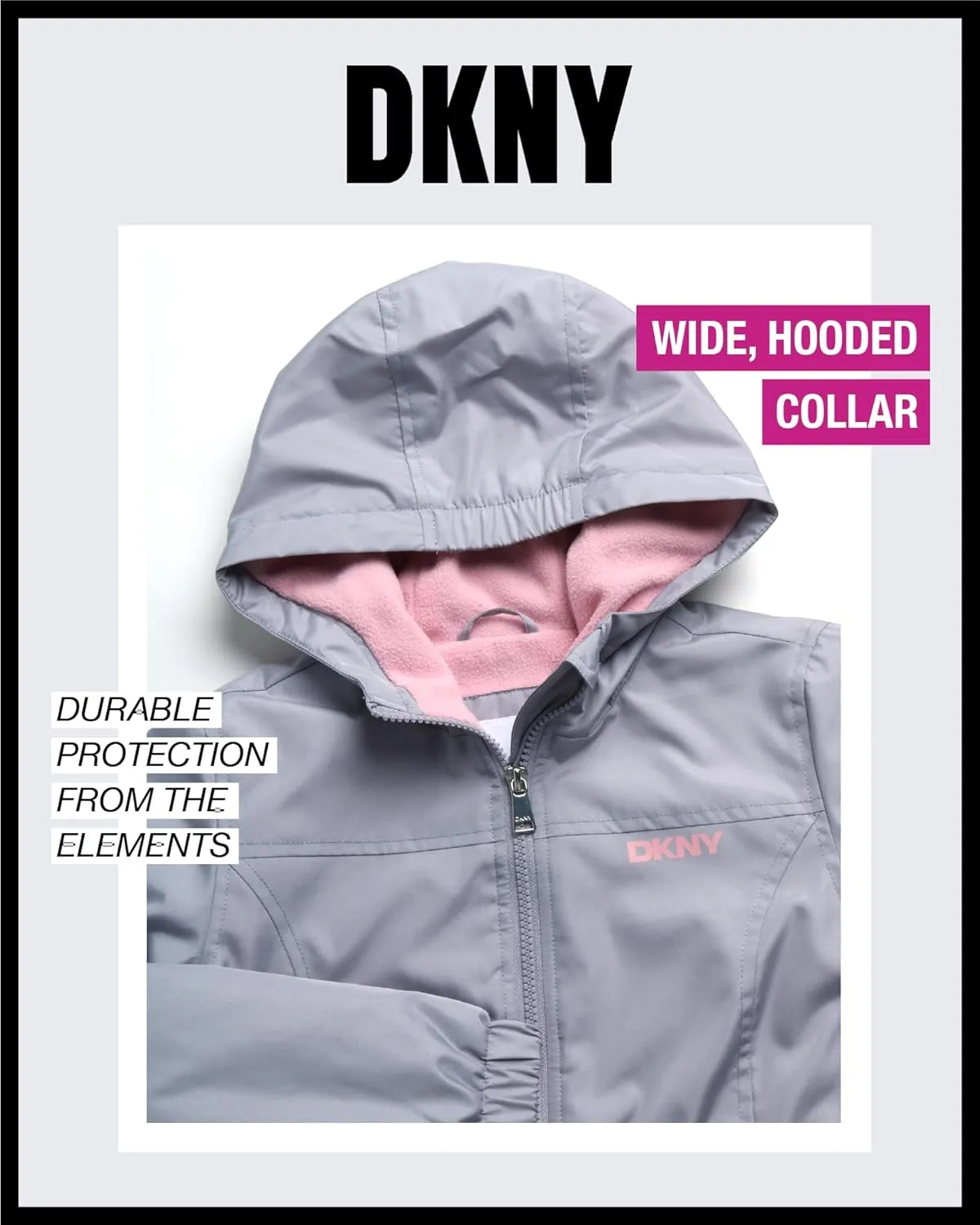 DKNY Girls' Jacket - Cozy Polar Fleece Lined Full Zip Up Jacket with Side Pockets - Athletic Jackets for Girls (7-16)