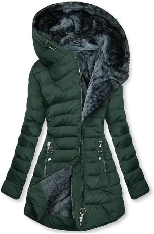 Down Jackets for Women Winter Full Zipper Hooded Sherpa Mid Length Down Coat Cozy Line Plush Lightweight Warm Long Outwear