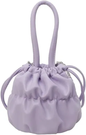 Effortless Shopping Tote Womens Handbag PU Bucket Bag with Secure Drawstring