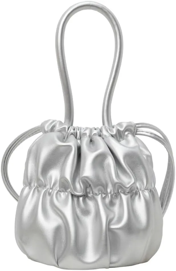 Effortless Shopping Tote Womens Handbag PU Bucket Bag with Secure Drawstring