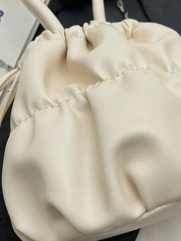 Effortless Shopping Tote Womens Handbag PU Bucket Bag with Secure Drawstring