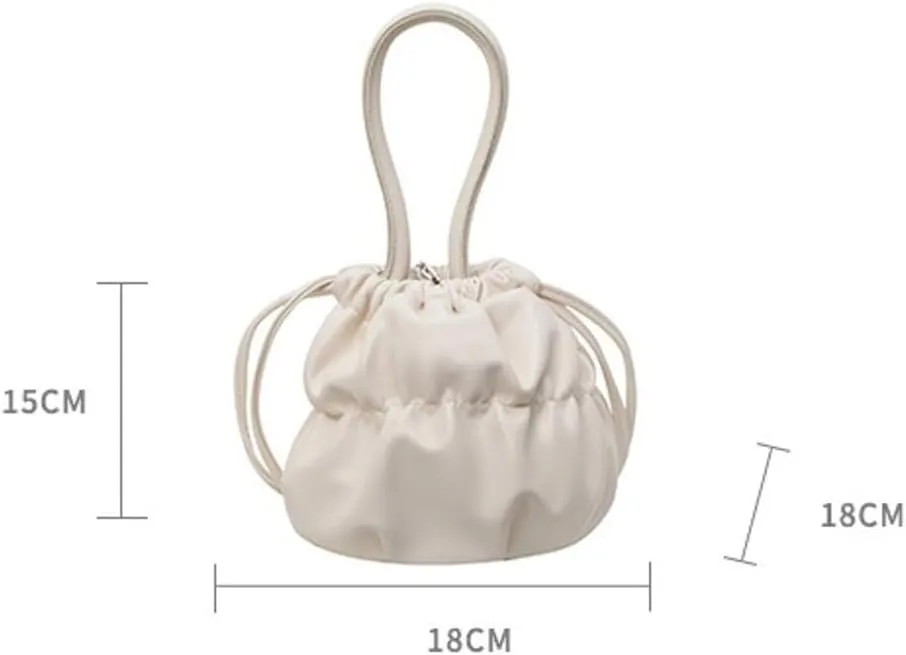 Effortless Shopping Tote Womens Handbag PU Bucket Bag with Secure Drawstring
