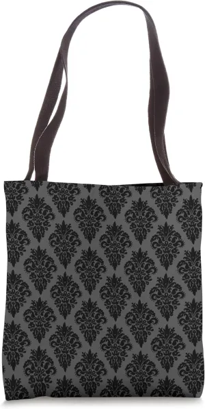 Elegant Black Damask Classic Ornate Vintage Floral Pattern Tote Bag
