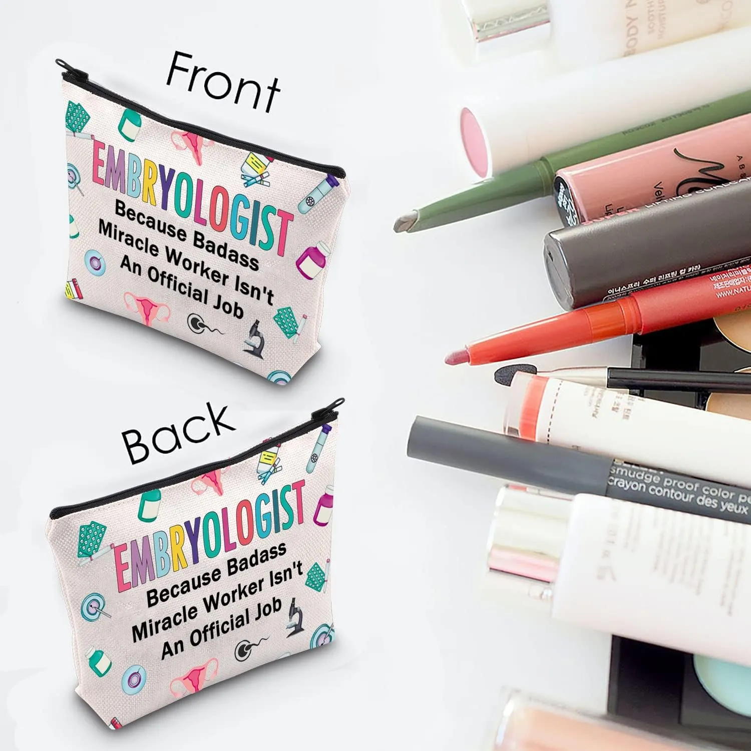 Embryologist Gift for Women Embryologist IVF Fertility Cosmetic Makeup Bag Fertility Graduation Gift (Embryologist Bag)