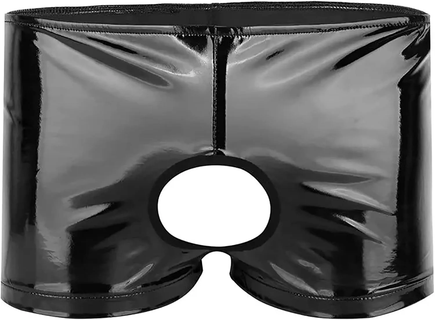 FEOYA Men's Sexy Swim Underwear Briefs Sexy Short Pants Bulge Pouch Shiny Matte Leather Short Pants