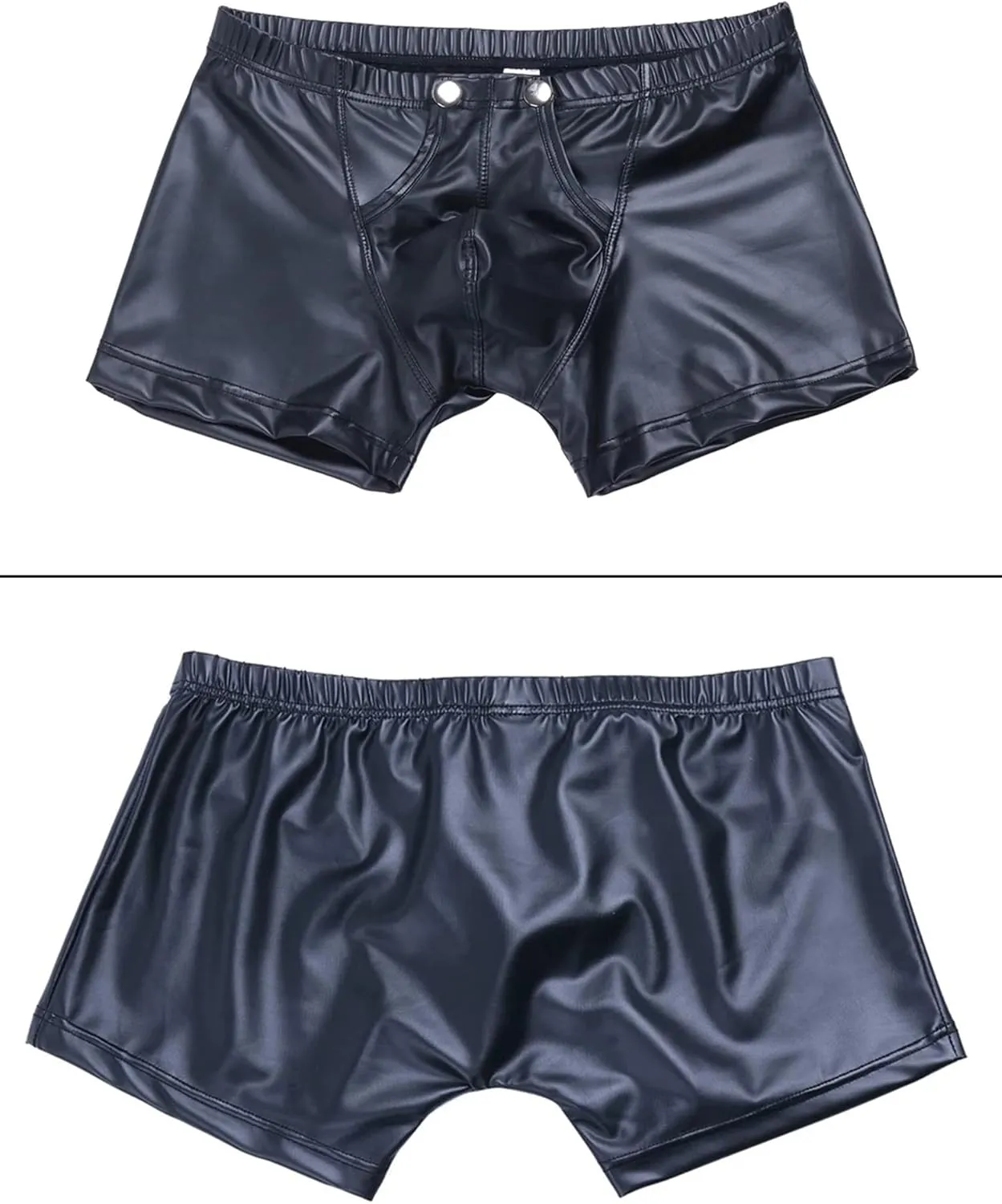 FEOYA Men's Sexy Swim Underwear Briefs Sexy Short Pants Bulge Pouch Shiny Matte Leather Short Pants