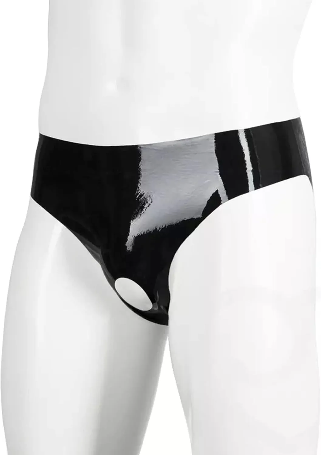 FEOYA Men's Sexy Swim Underwear Briefs Sexy Short Pants Bulge Pouch Shiny Matte Leather Short Pants
