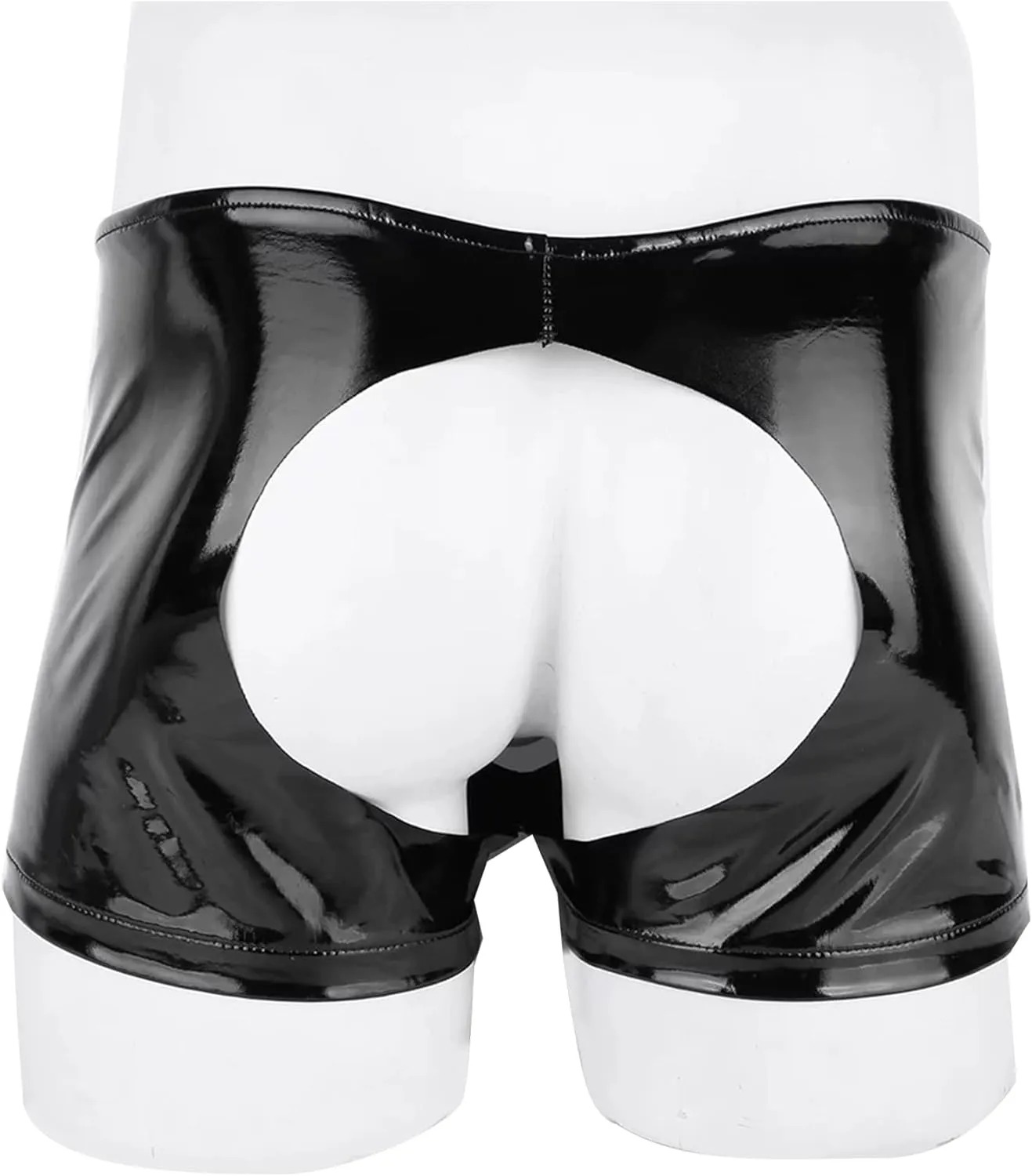 FEOYA Men's Sexy Swim Underwear Briefs Sexy Short Pants Bulge Pouch Shiny Matte Leather Short Pants