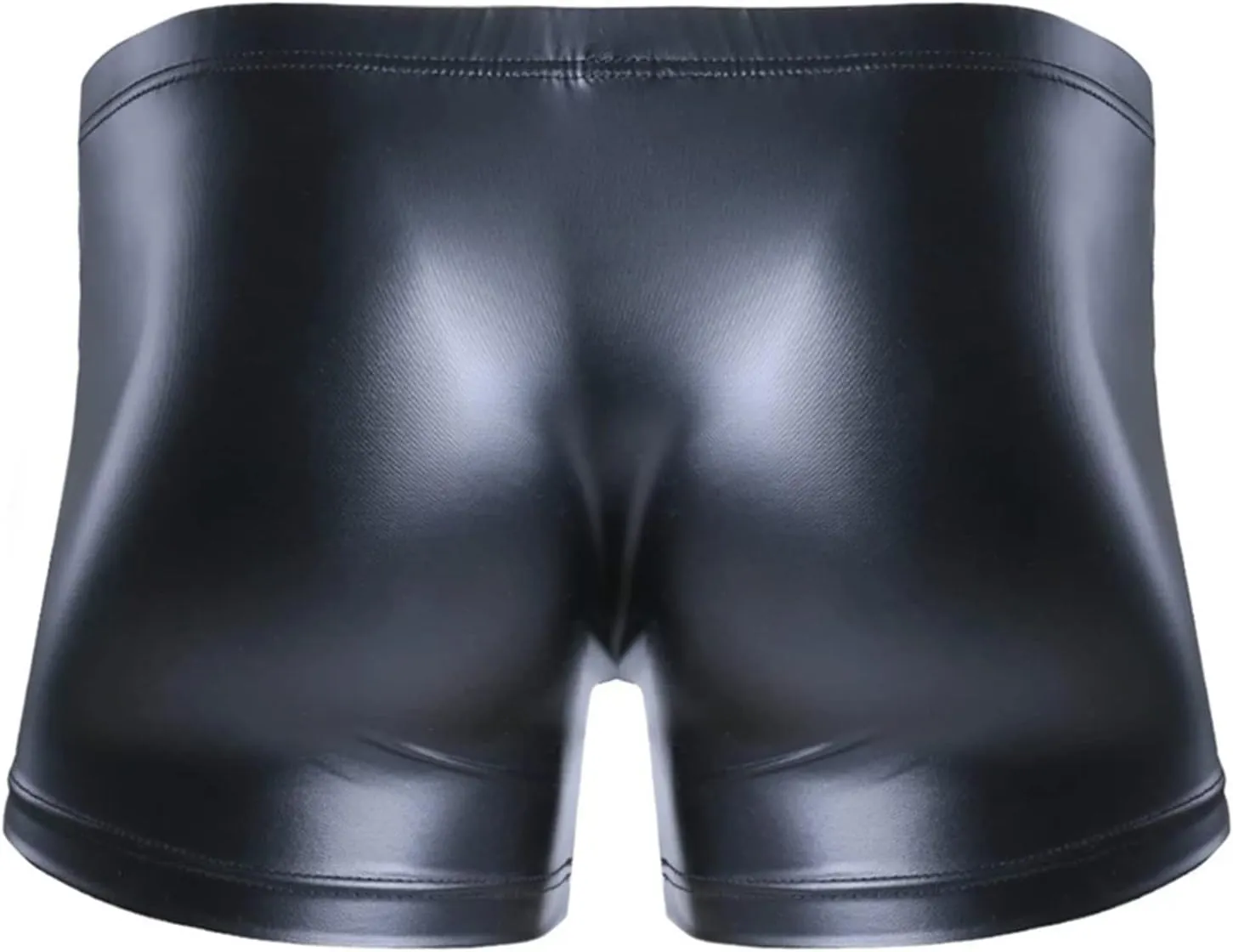 FEOYA Men's Sexy Swim Underwear Briefs Sexy Short Pants Bulge Pouch Shiny Matte Leather Short Pants
