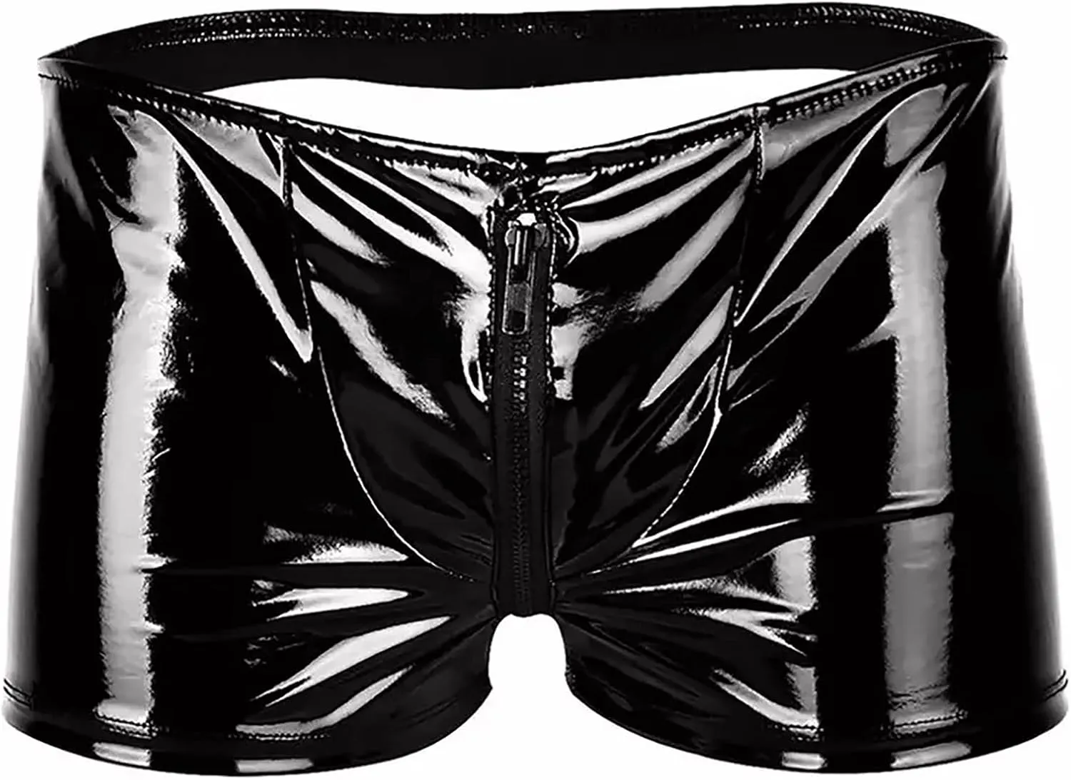 FEOYA Men's Sexy Swim Underwear Briefs Sexy Short Pants Bulge Pouch Shiny Matte Leather Short Pants