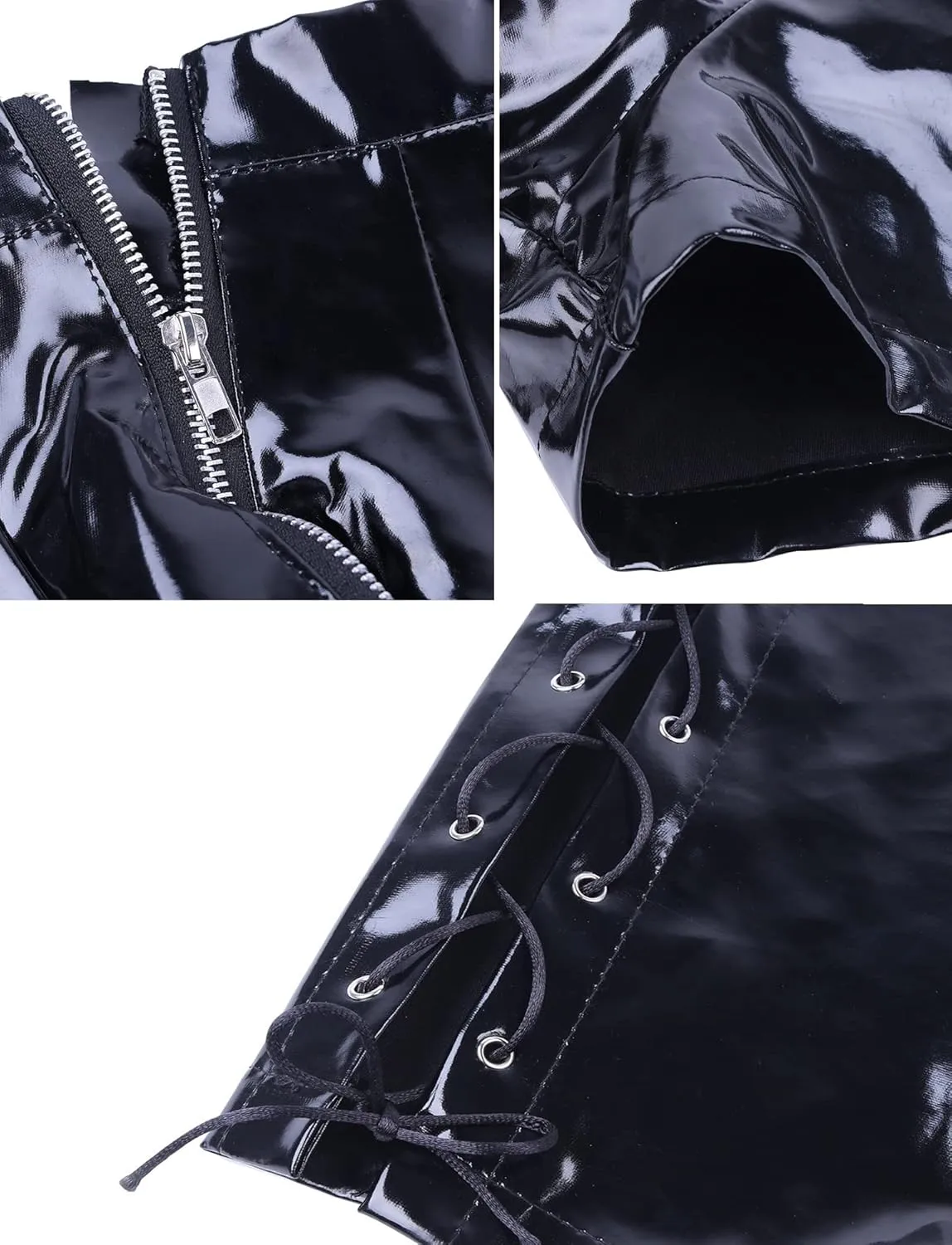 FEOYA Men's Sexy Swim Underwear Briefs Sexy Short Pants Bulge Pouch Shiny Matte Leather Short Pants
