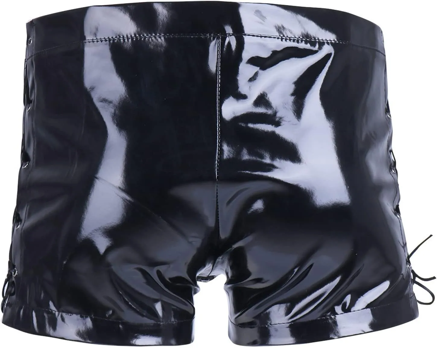 FEOYA Men's Sexy Swim Underwear Briefs Sexy Short Pants Bulge Pouch Shiny Matte Leather Short Pants