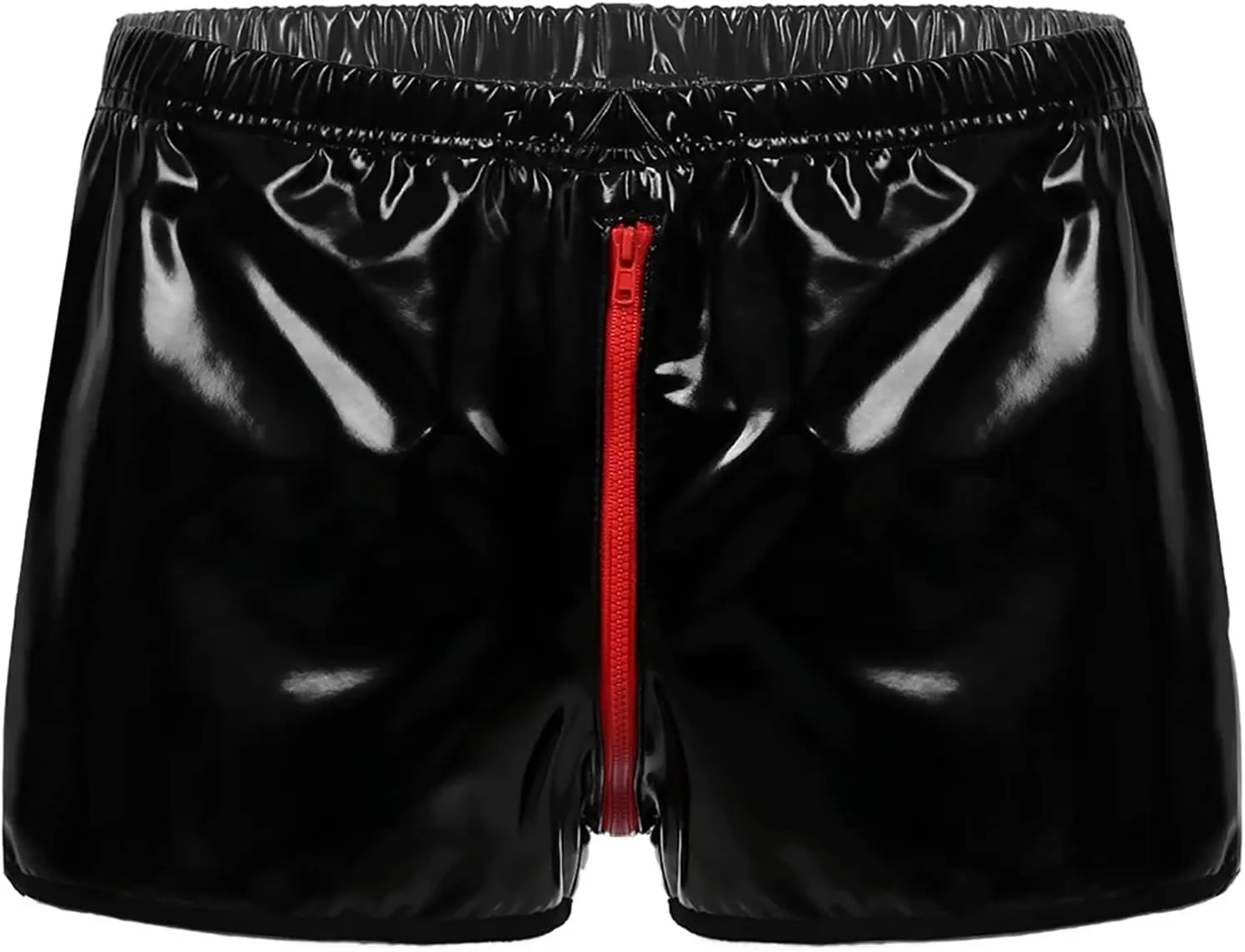 FEOYA Men's Sexy Swim Underwear Briefs Sexy Short Pants Bulge Pouch Shiny Matte Leather Short Pants