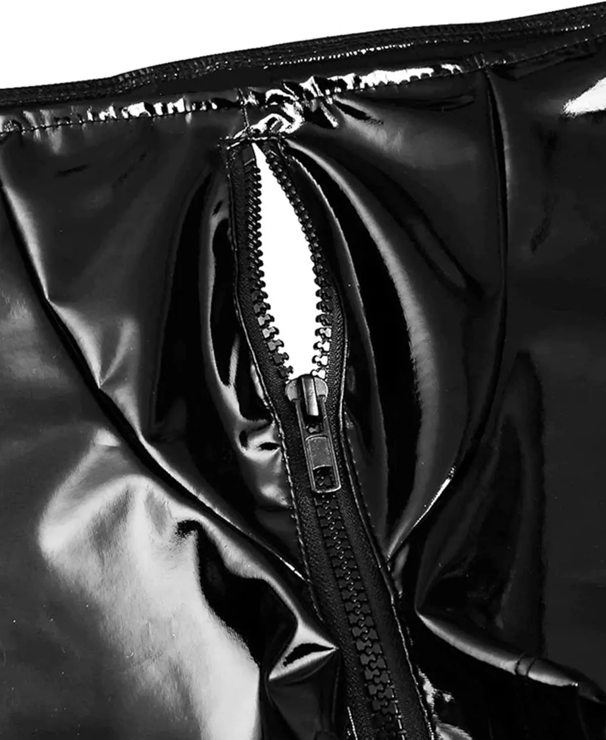 FEOYA Men's Sexy Swim Underwear Briefs Sexy Short Pants Bulge Pouch Shiny Matte Leather Short Pants