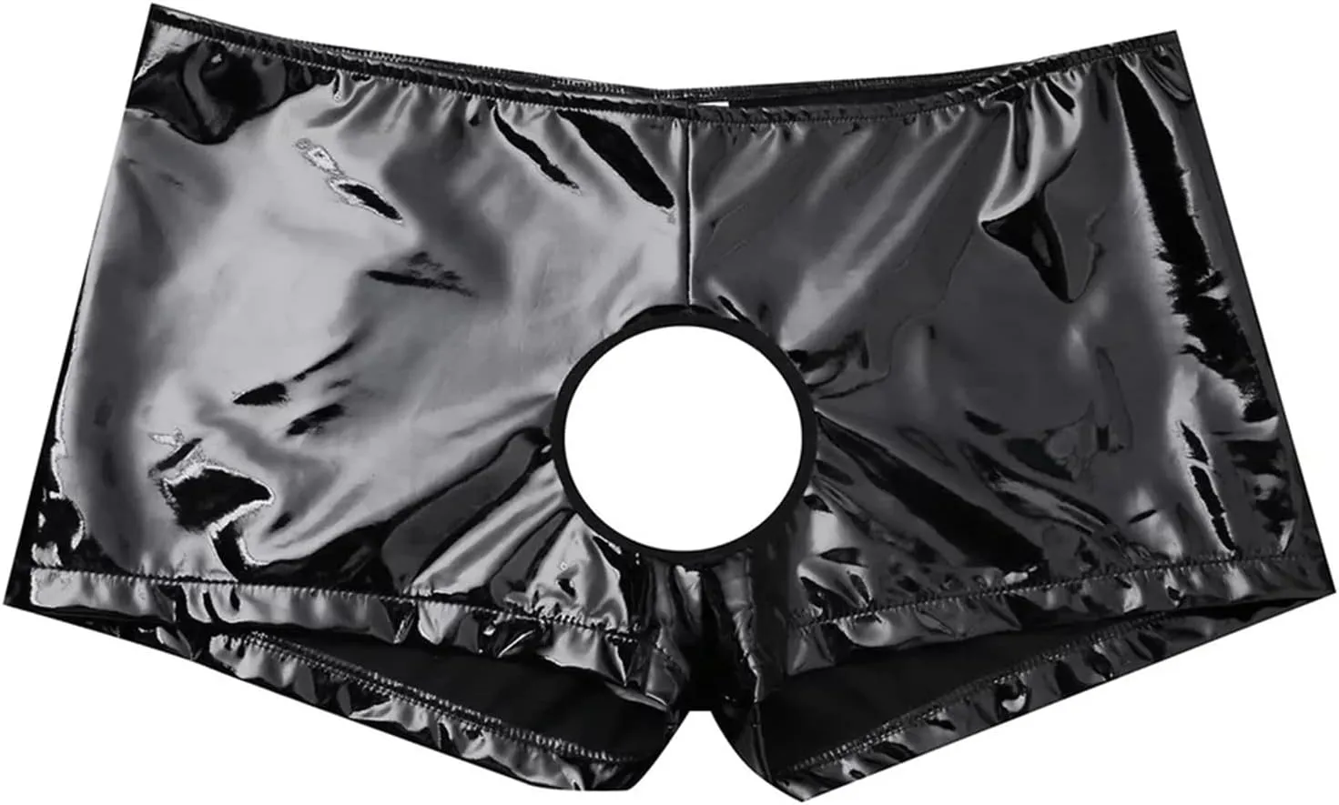 FEOYA Men's Sexy Swim Underwear Briefs Sexy Short Pants Bulge Pouch Shiny Matte Leather Short Pants