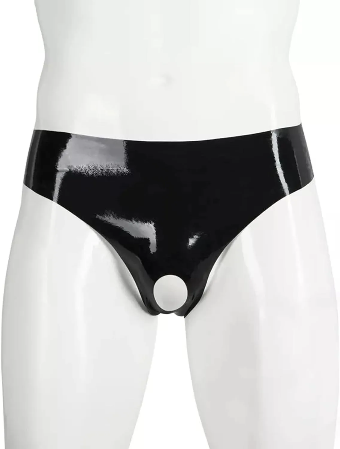 FEOYA Men's Sexy Swim Underwear Briefs Sexy Short Pants Bulge Pouch Shiny Matte Leather Short Pants