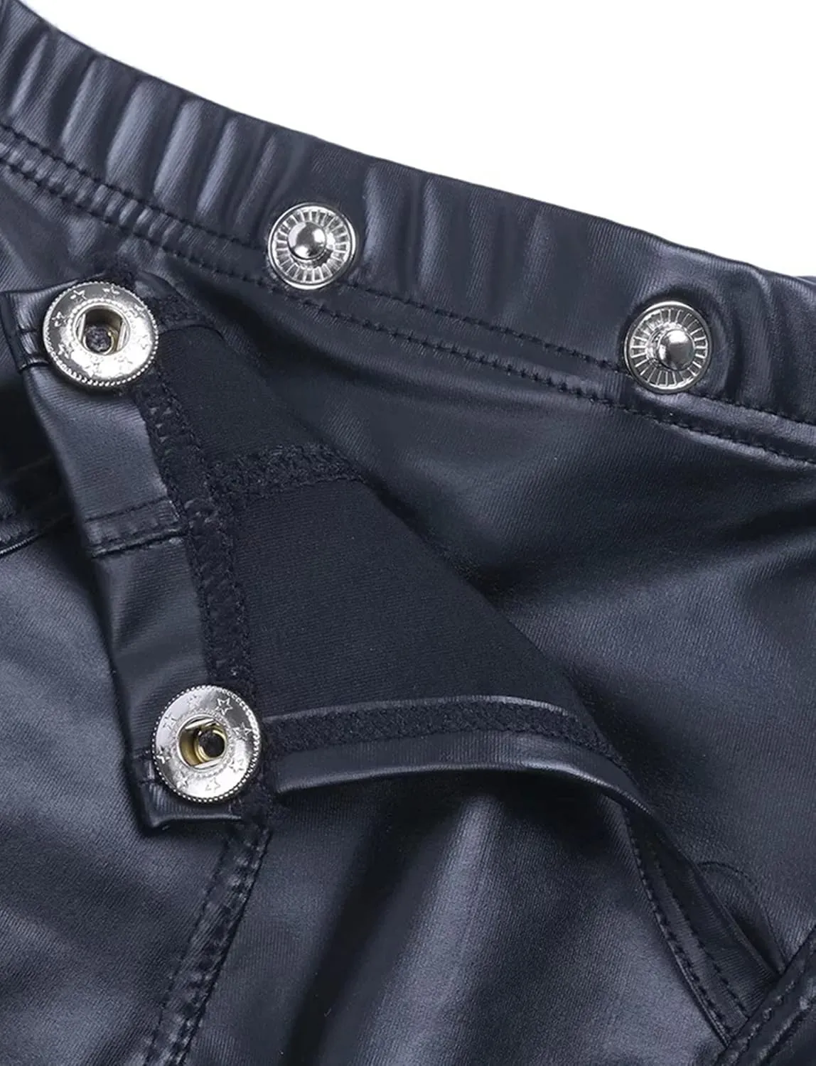 FEOYA Men's Sexy Swim Underwear Briefs Sexy Short Pants Bulge Pouch Shiny Matte Leather Short Pants