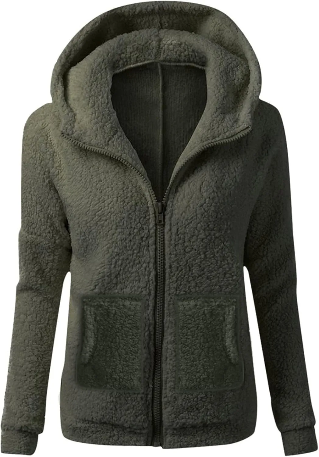 Fleece Jacket Women Plus Size Sherpa Jacket Warm Fuzzy Zip Up Hoodie Comfy Winter Coats Oversized Outerwear