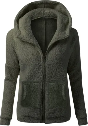 Fleece Jacket Women Plus Size Sherpa Jacket Warm Fuzzy Zip Up Hoodie Comfy Winter Coats Oversized Outerwear