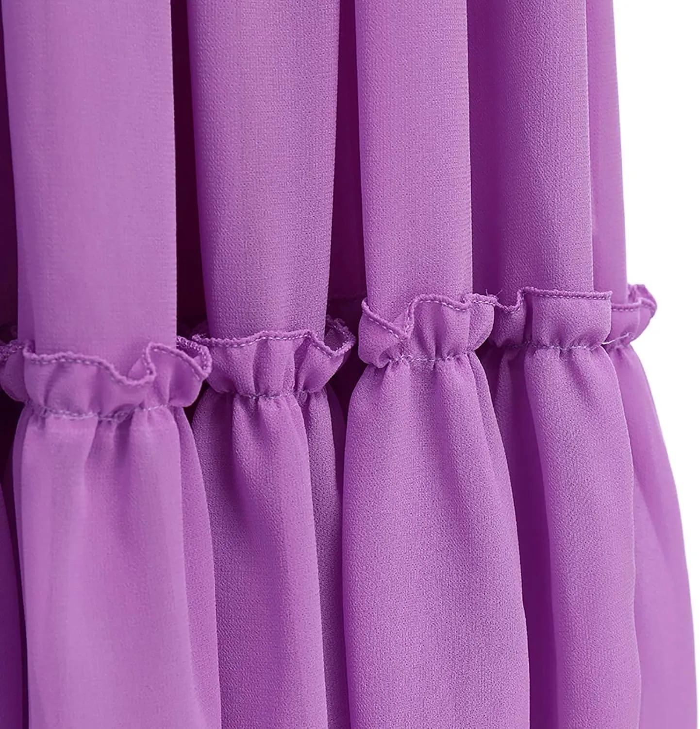 Flower Girl Flowy Ruffle Chiffon Trim A-Line Dress for Kid Wedding Junior Bridesmaid Communion Party Pageant Maxi Belted Gown