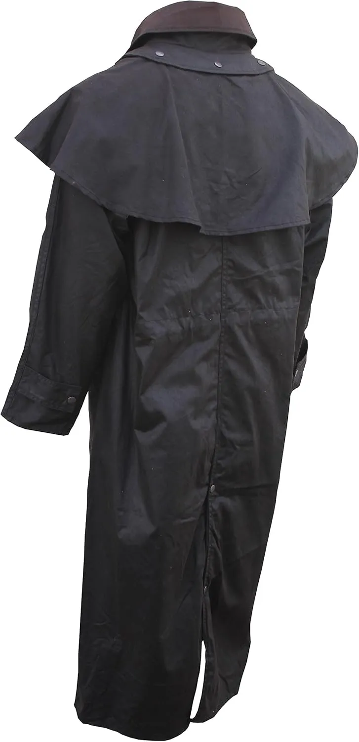 Foxfire Men's Long Oilskin Western Australian Waterproof Duster Coat, Raincoat Oil Cloth Cotton