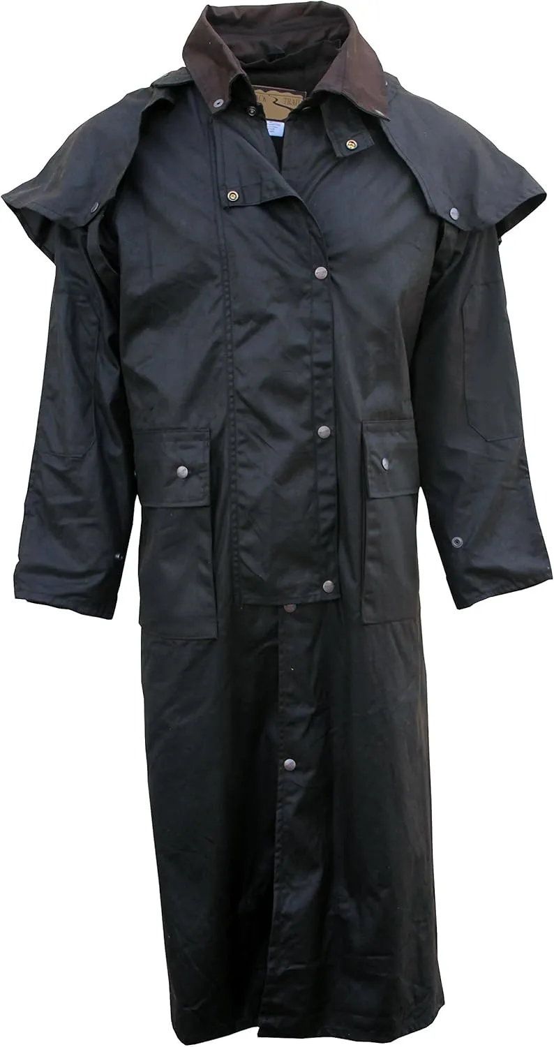 Foxfire Men's Long Oilskin Western Australian Waterproof Duster Coat, Raincoat Oil Cloth Cotton