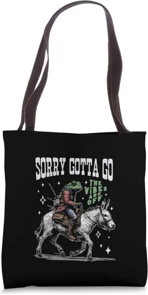 Frog Riding A Donkey, Hand-drawn Vintage Western Aesthetic Tote Bag