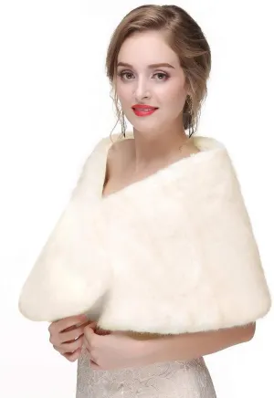 Gangel Faux Fur Shawl Wraps Cloak Coat Sweater Cape Wedding Bridal Winter(1pc)