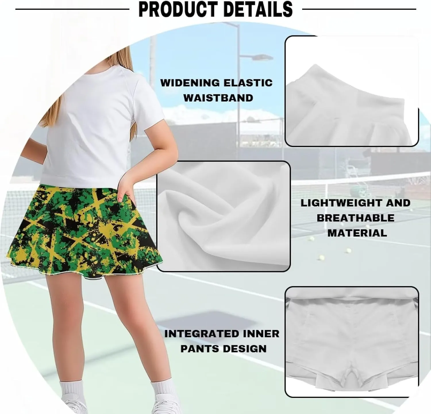 Girls Tennis Skirt with Pockets High Waisted Cozy Athletic Skorts Lightweight Trendy Golf Skirts for 5-14 Years