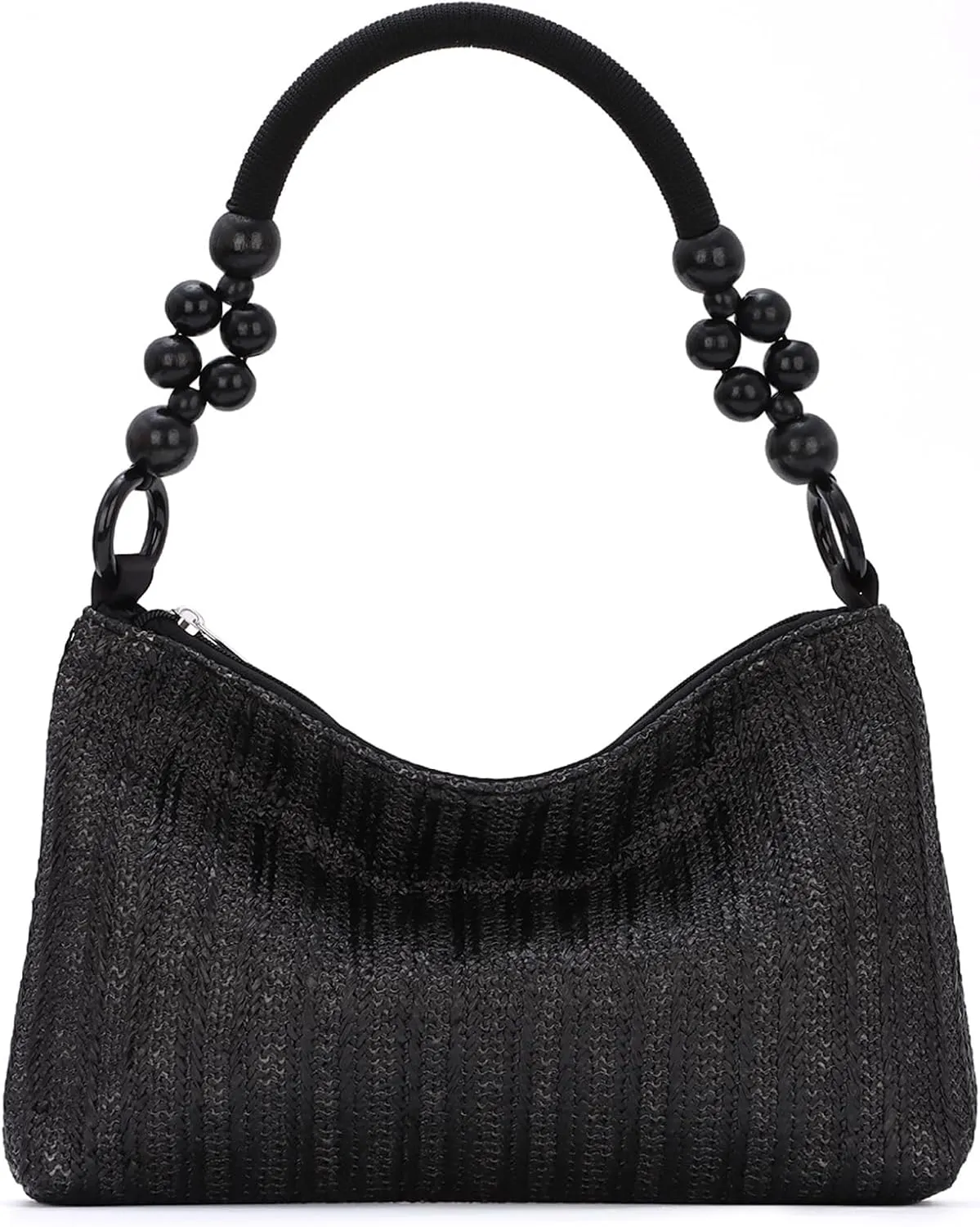 GOKTOW Raffia Straw Tote Bag - Summer Boho Beach Purse with Fixed-Length Handles, Woven Shoulder Bag for Vacations