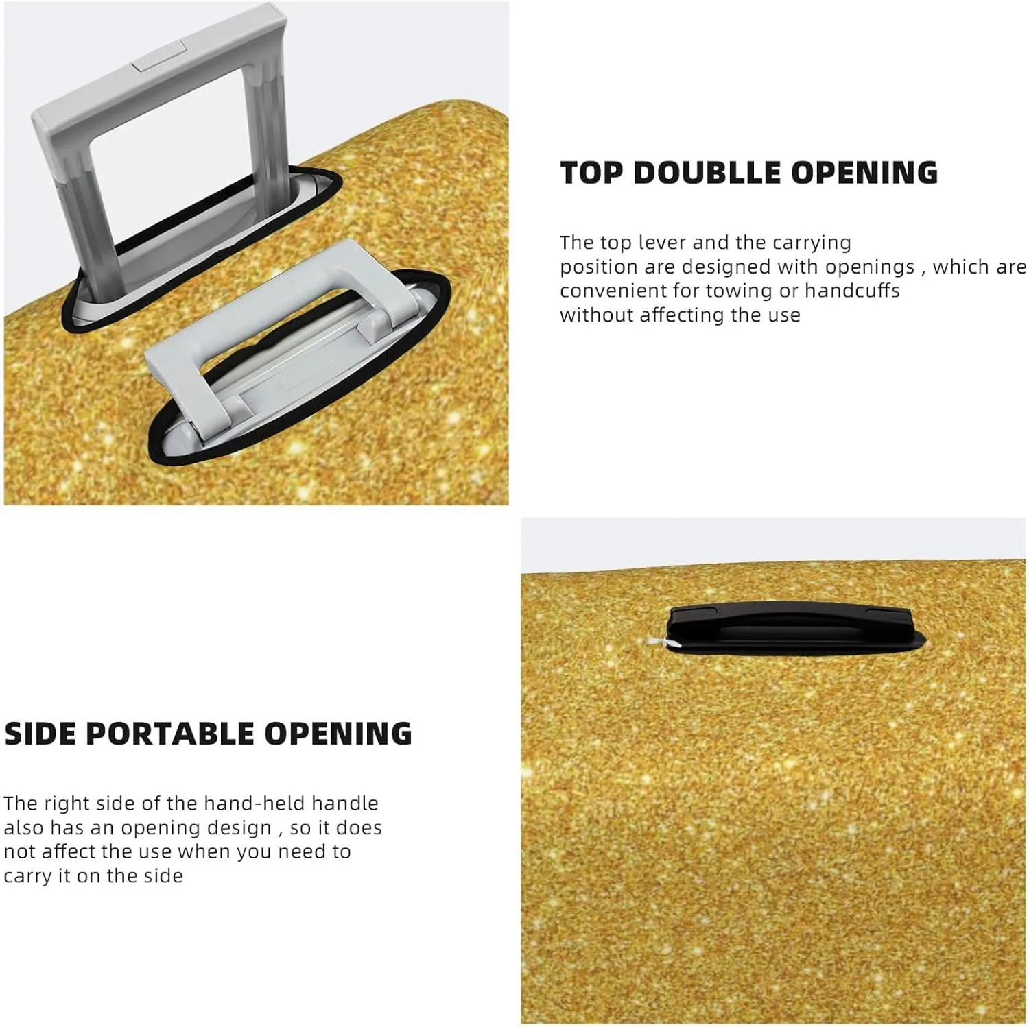 Gold Shiny Luggage Cover,Washable Suitcase Covers Fashion Luggage Covers,Anti-Scratch Suitcase Protector Cover