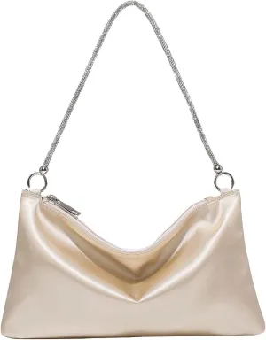 GORGLITTER Women's Satin Evening Handbag Wedding Prom Clutch Purse Party Formal Cocktail Clutches Shoulder Bag
