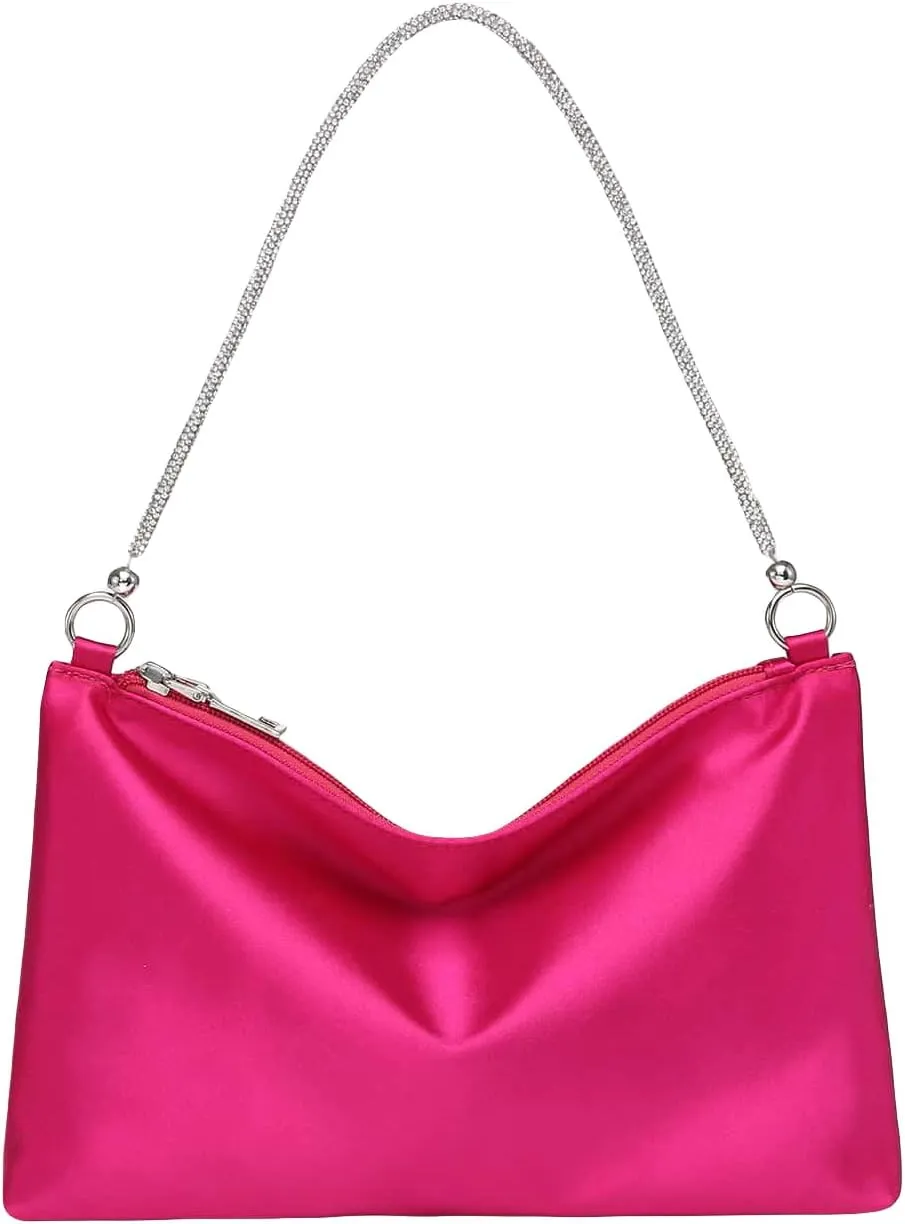 GORGLITTER Women's Satin Evening Handbag Wedding Prom Clutch Purse Party Formal Cocktail Clutches Shoulder Bag