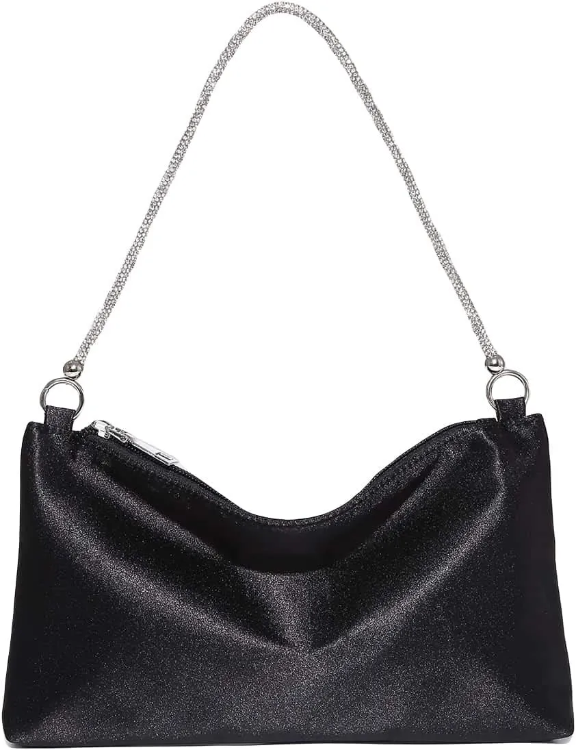 GORGLITTER Women's Satin Evening Handbag Wedding Prom Clutch Purse Party Formal Cocktail Clutches Shoulder Bag