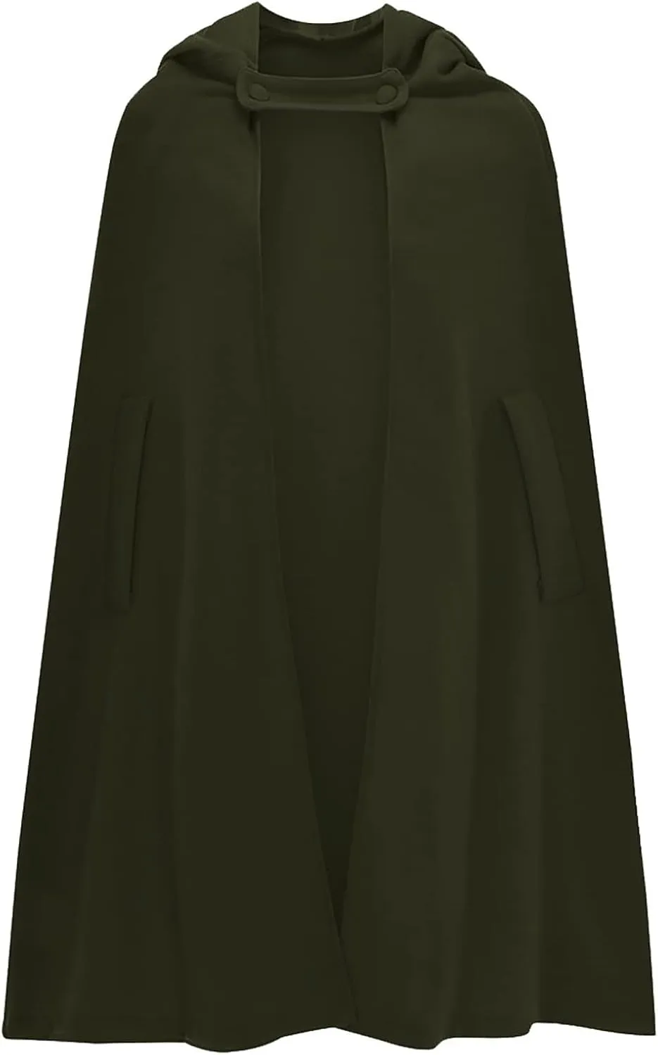 Gothic Hooded Cloak for Women Halloween Solid Open Front Pea Coat Cardigan Midi Batwing Poncho Cape Coat