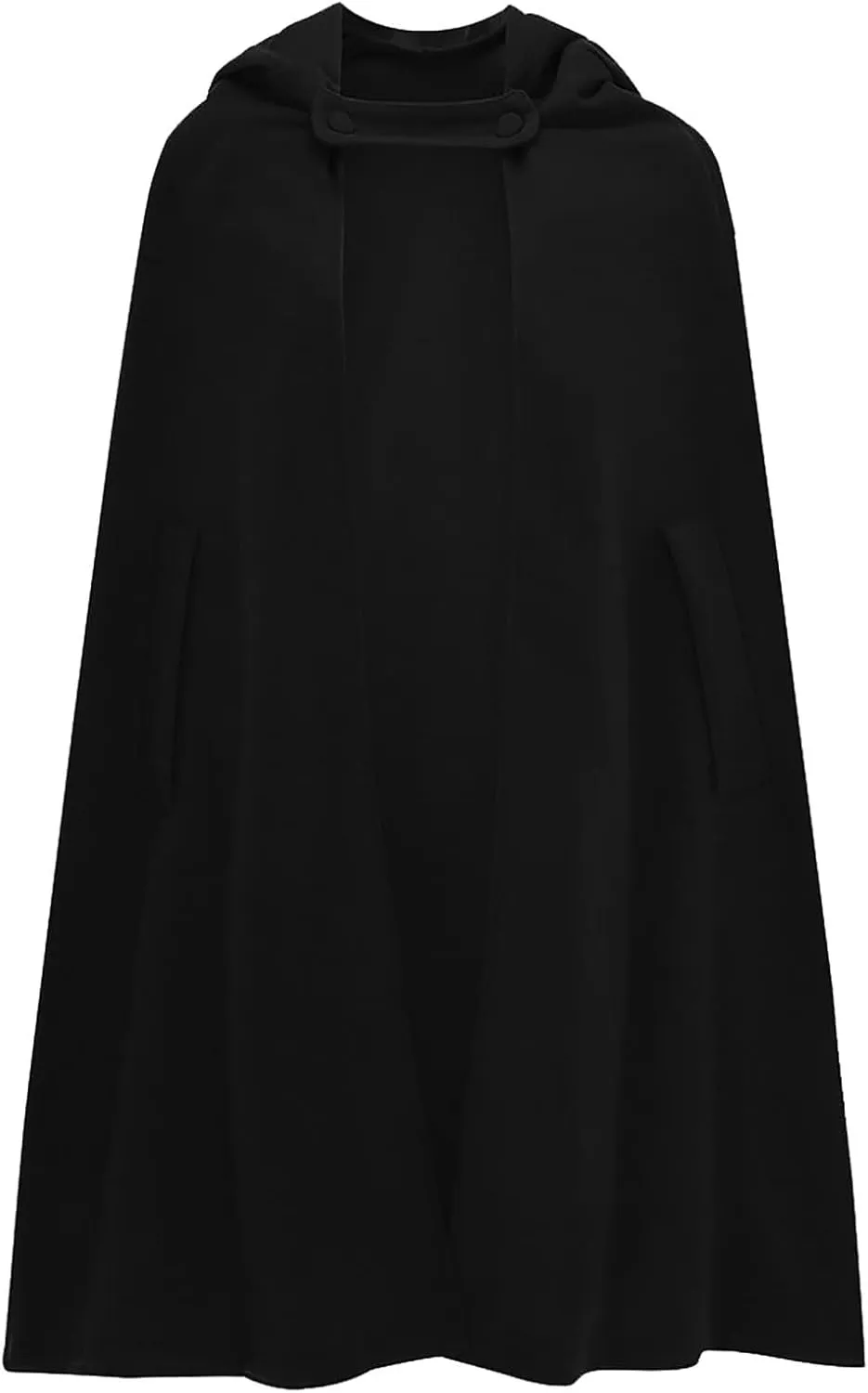 Gothic Hooded Cloak for Women Halloween Solid Open Front Pea Coat Cardigan Midi Batwing Poncho Cape Coat