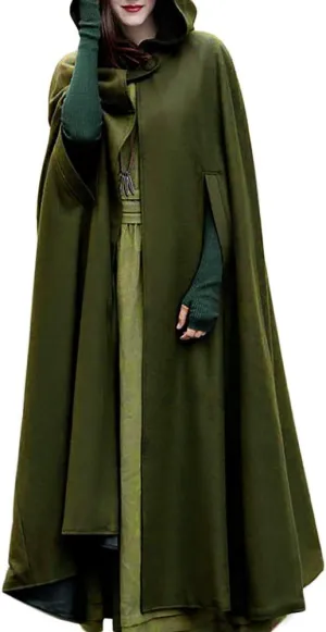 Gothic Long Cloak for Women Hooded Plus Size Open Front Cardigan Cape Fashion Cosplay Winter Christmas Costume Jacket