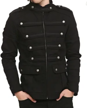 Gothic Military Band Black Jacket for Men Vintage Goth Coat Jacket STEAMPUNK