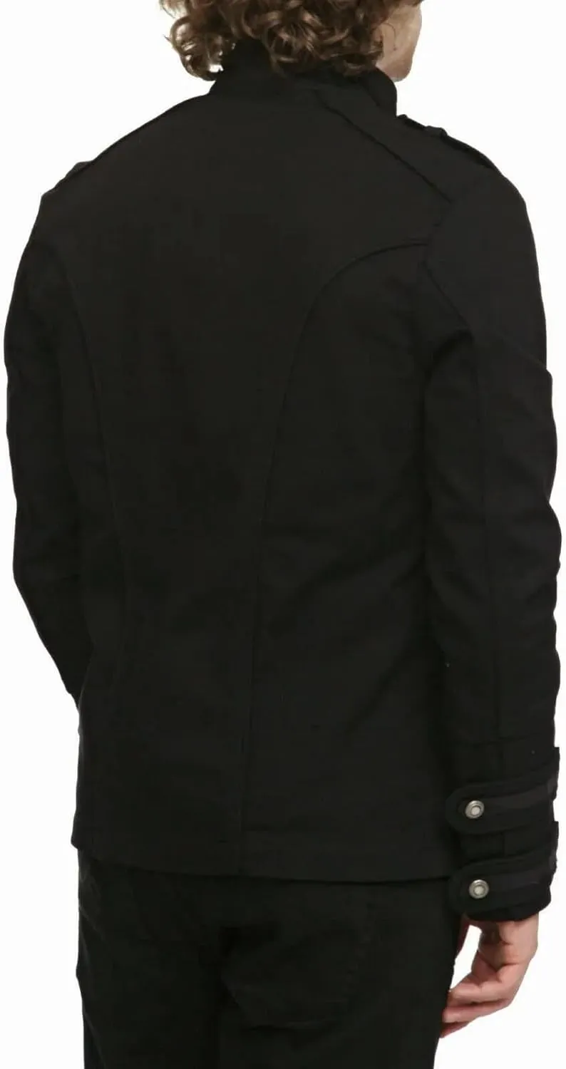 Gothic Military Band Black Jacket for Men Vintage Goth Coat Jacket STEAMPUNK