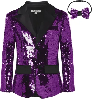 GRACE KARIN Boys Sequins Blazers Slim Fit Glitter Suit Jacket Formal Blazer for Party Prom 5-14 Years