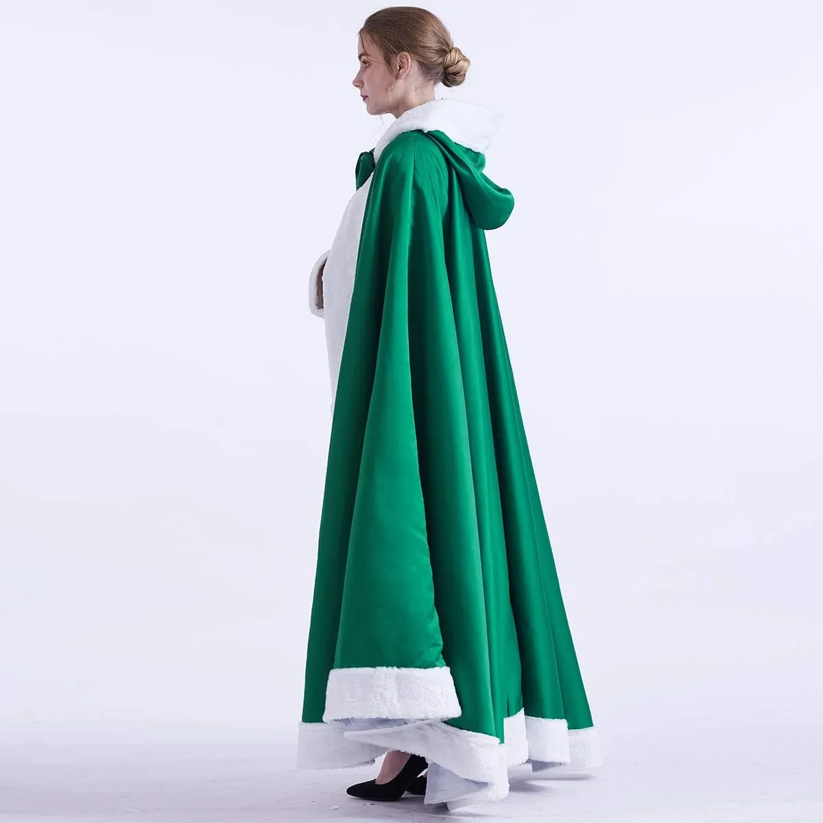GRACEART Plus Size Princess Hooded Costume Cape Hood Cloak Bride Winter Warm Full Length Poncho for Women