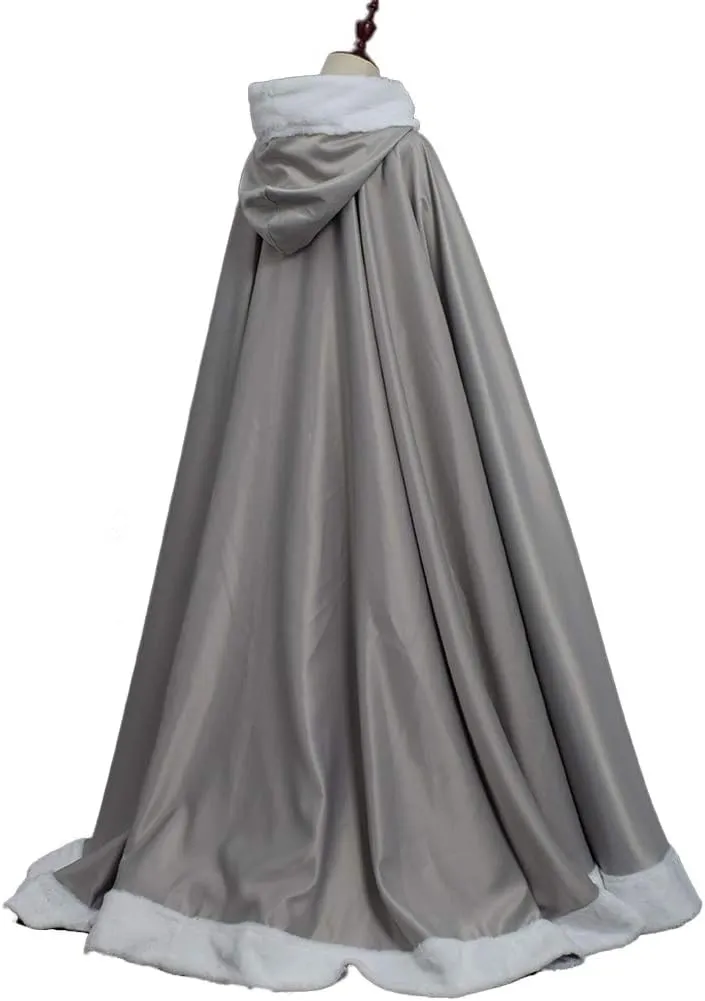 GRACEART Plus Size Princess Hooded Costume Cape Hood Cloak Bride Winter Warm Full Length Poncho for Women