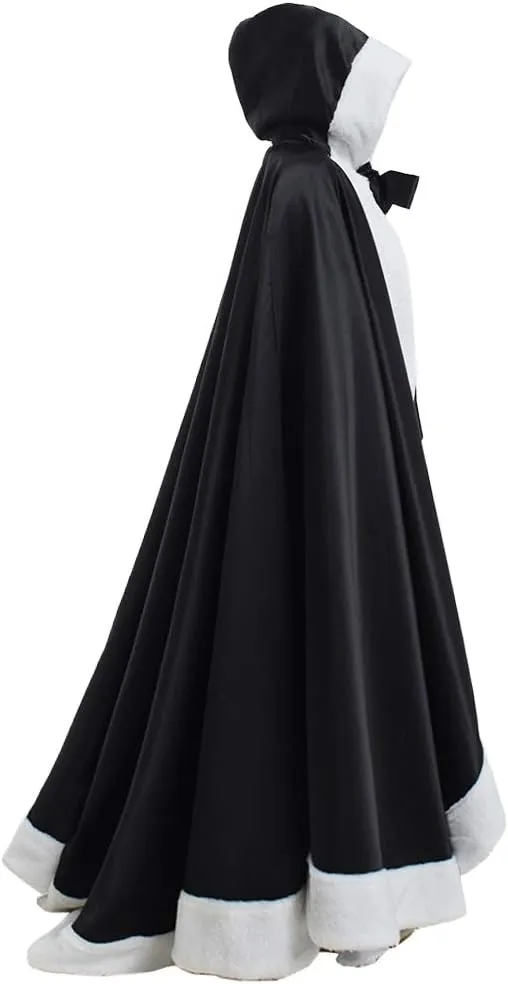 GRACEART Plus Size Princess Hooded Costume Cape Hood Cloak Bride Winter Warm Full Length Poncho for Women