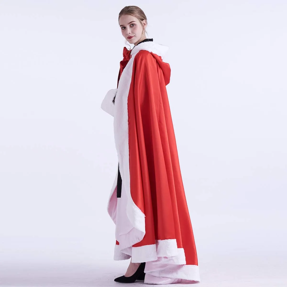 GRACEART Plus Size Princess Hooded Costume Cape Hood Cloak Bride Winter Warm Full Length Poncho for Women