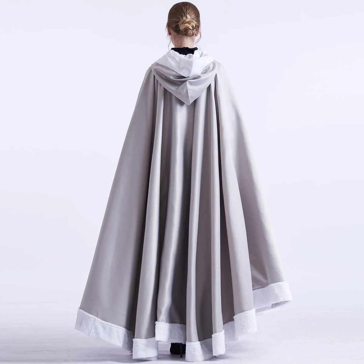 GRACEART Plus Size Princess Hooded Costume Cape Hood Cloak Bride Winter Warm Full Length Poncho for Women