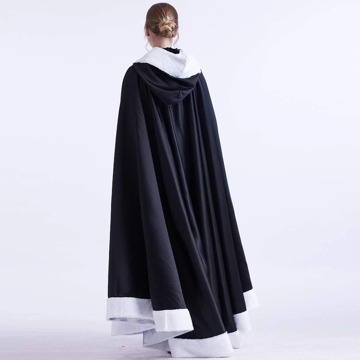 GRACEART Plus Size Princess Hooded Costume Cape Hood Cloak Bride Winter Warm Full Length Poncho for Women